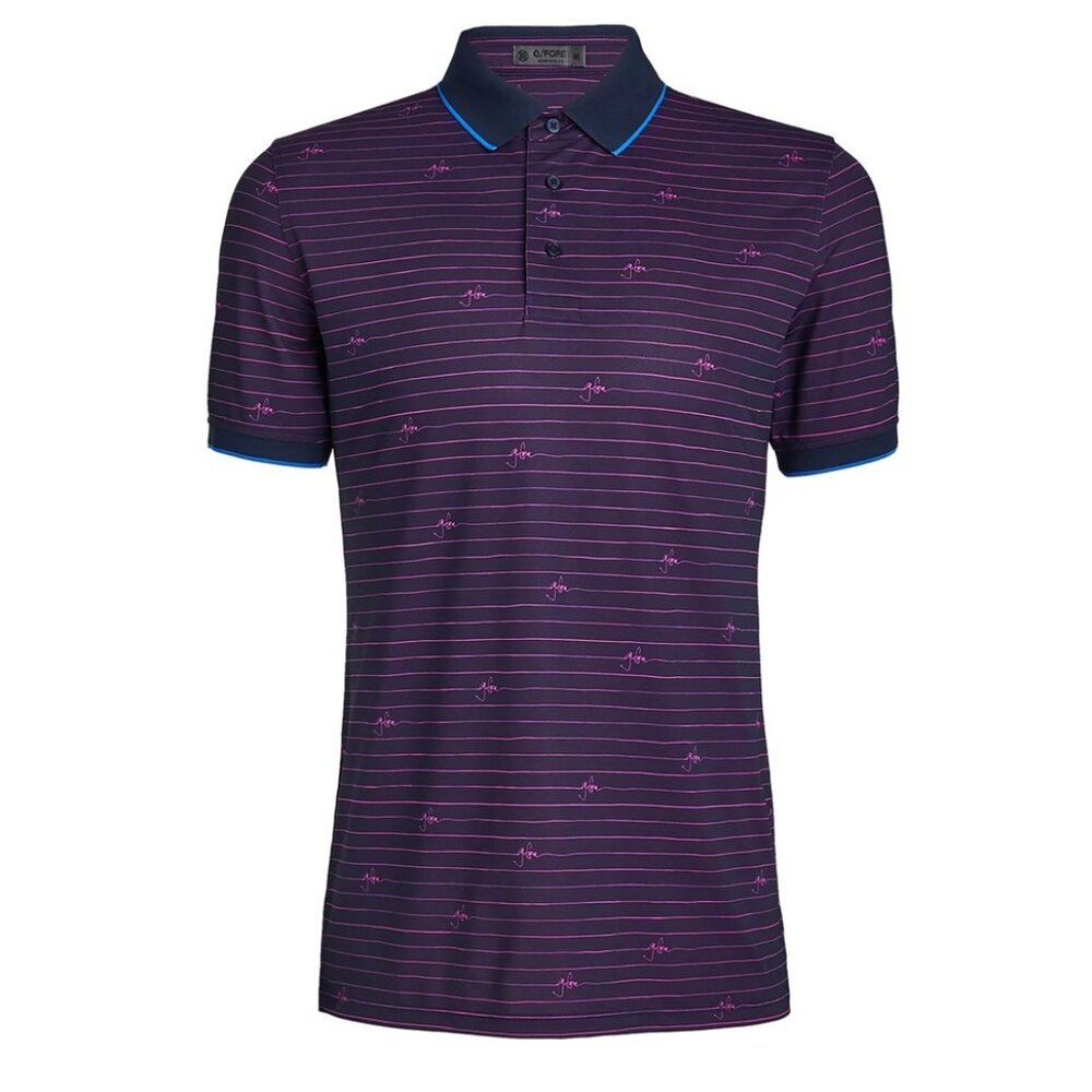 NWT G/Fore Script Stripe Rib Collar Tech  Polo Twilight - AW23